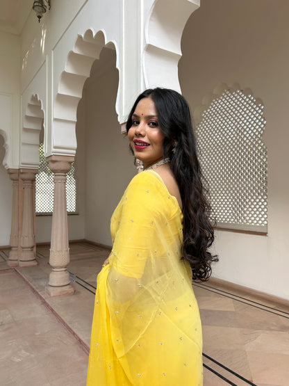 SUNFLOWER YELLOW SEQUIN SAREE