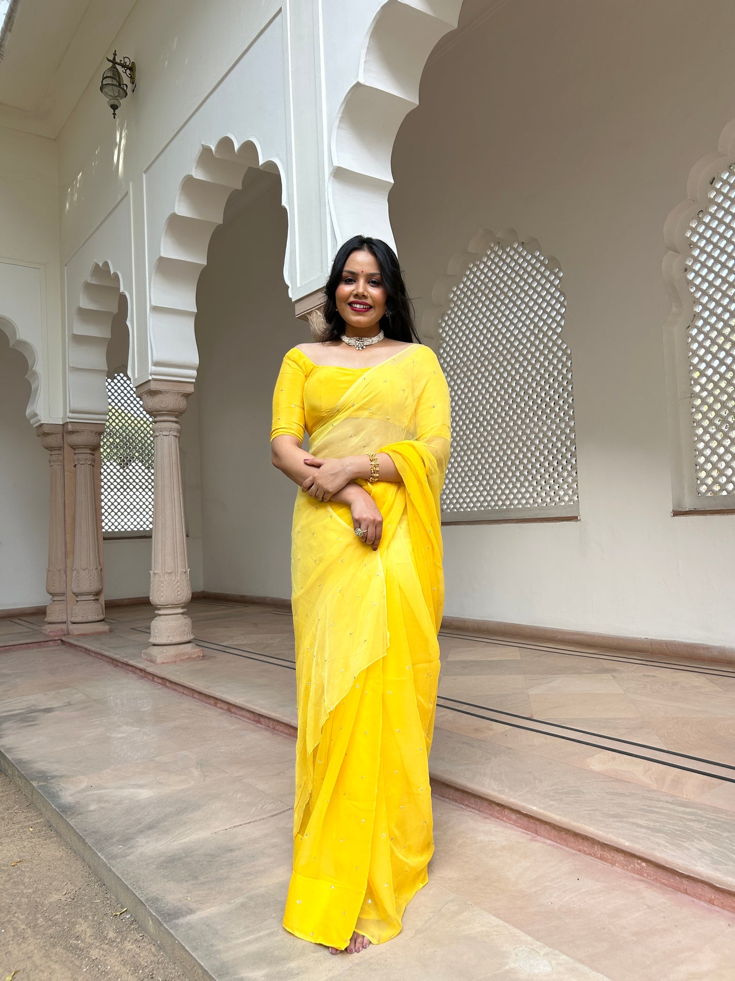 SUNFLOWER YELLOW SEQUIN SAREE