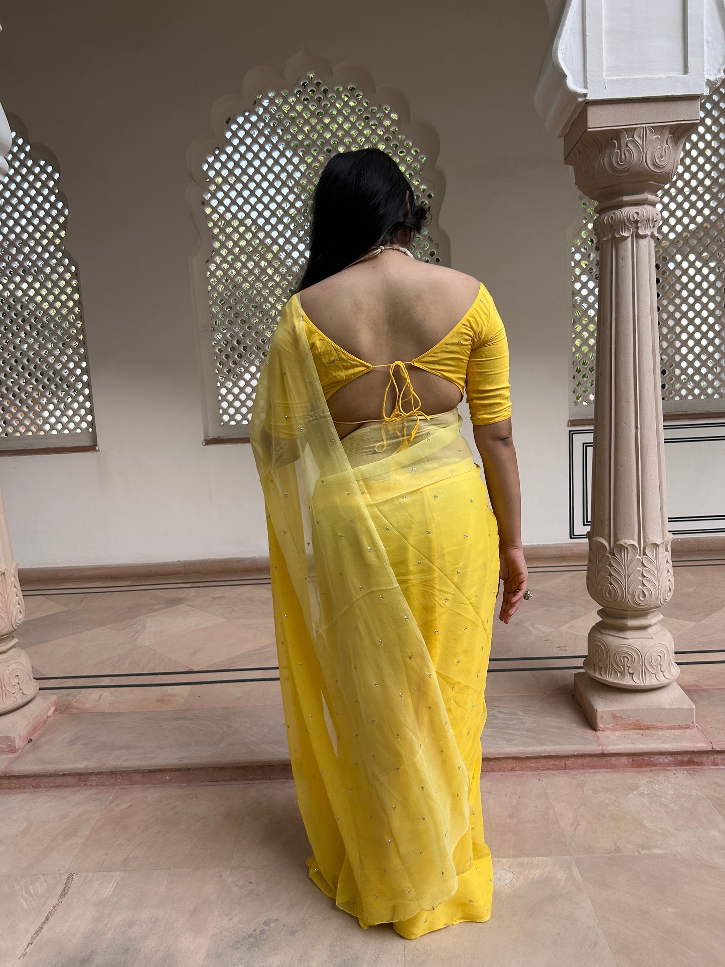 SUNFLOWER YELLOW SEQUIN SAREE