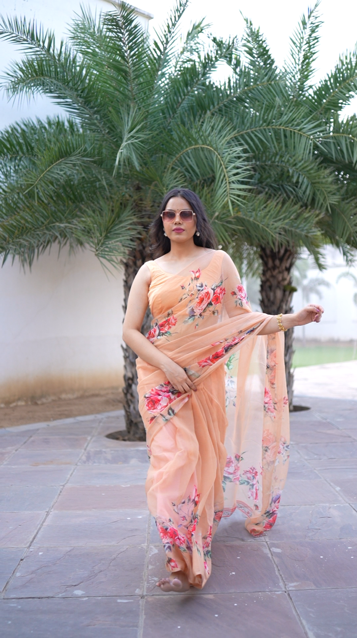 Pure Chiffon Bloom Border Printed Saree