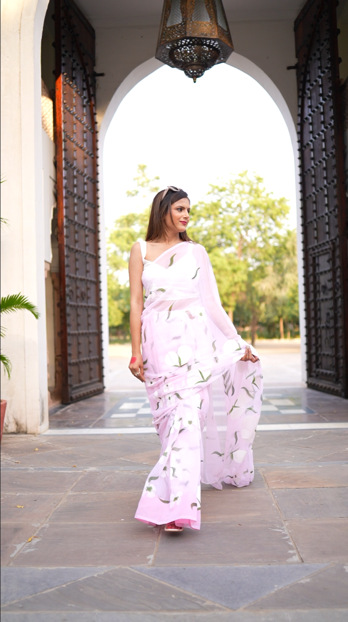 Spring Blooms Floral Handpainted Saree