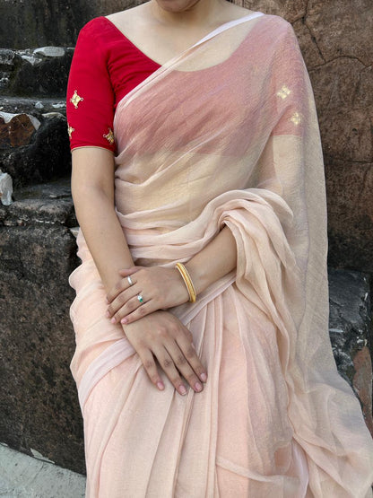 PEACH SHIMMER CHIFFON SAREE