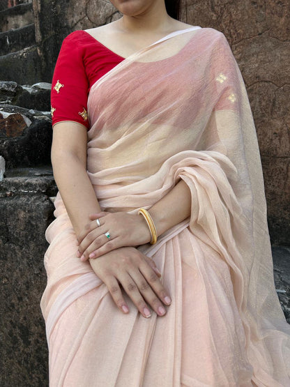 PEACH SHIMMER CHIFFON SAREE